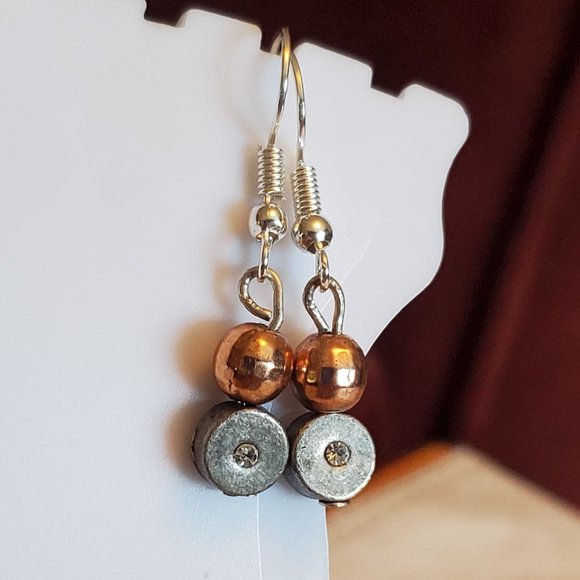 Silver and Copper Toned Dangle Hook Earrings Style - Picture 1 of 2
